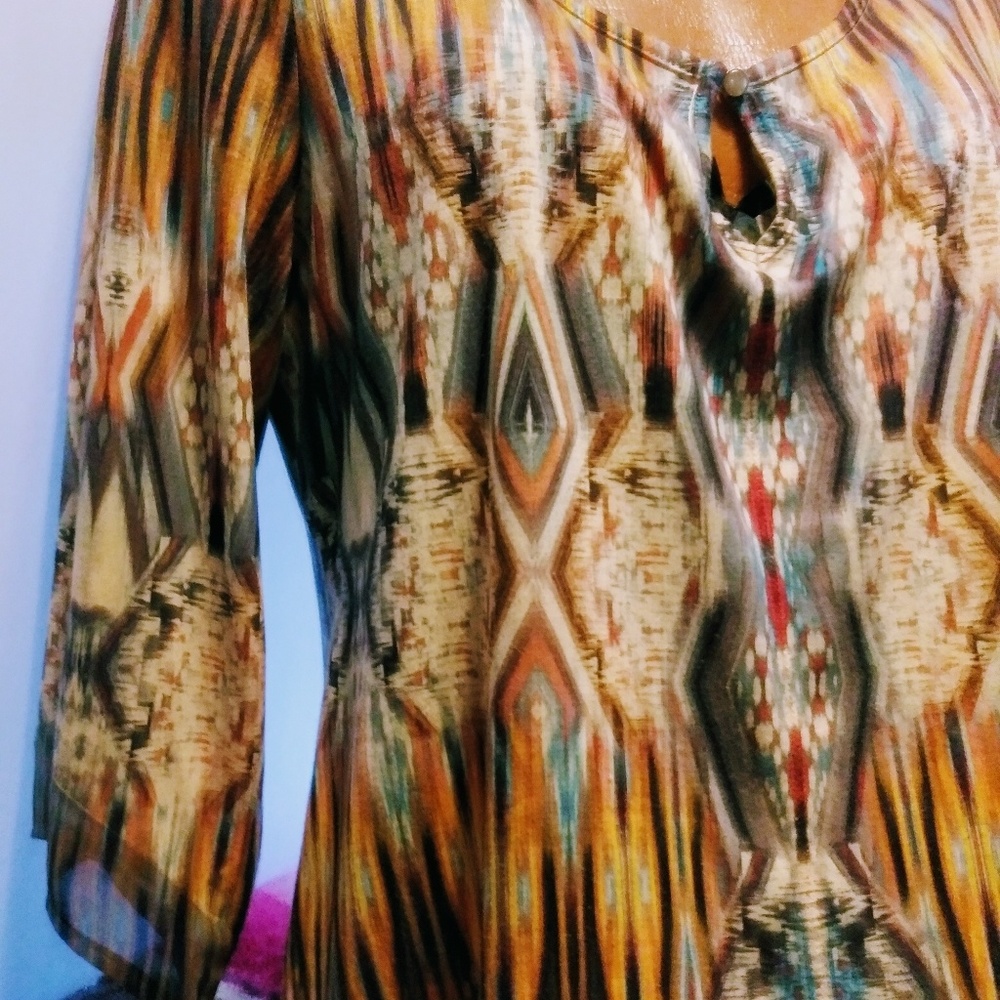Womens Imported L Designed Neutral Blouse Top
